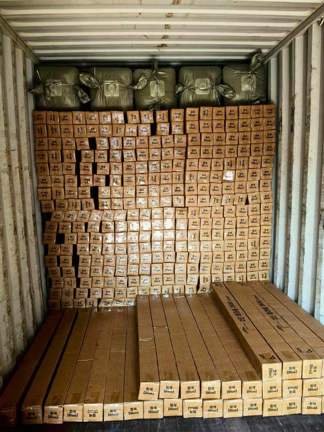 Long umbrella cartons arranged in rows inside a shipping container during VESTA loading